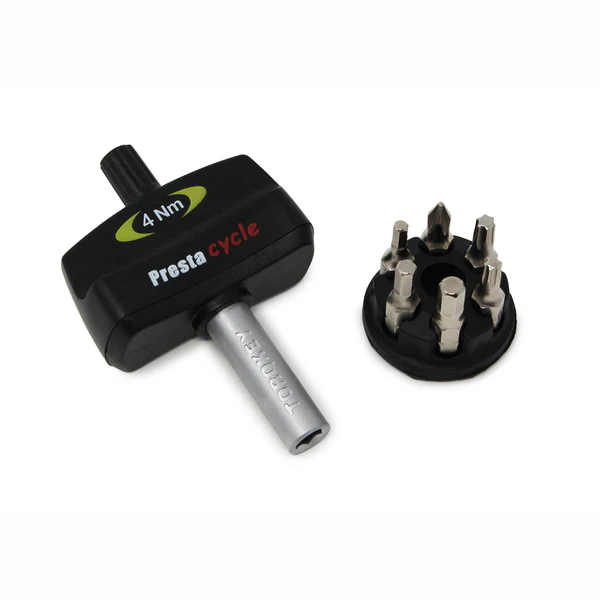 Prestacycle Torque Wrench 4nm TorqKey Mini Preset with 6 Bits & Holder