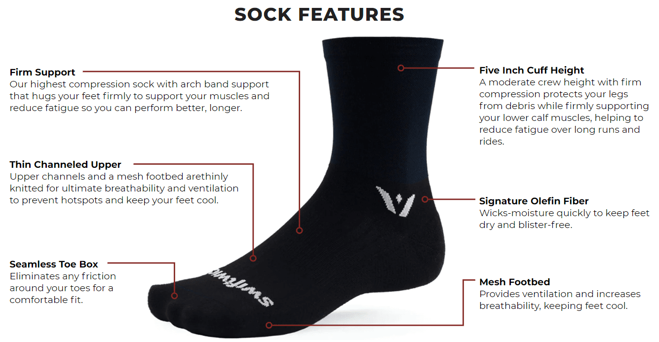 Swiftwick Aspire Five Grey Maroon Sock - Image 2