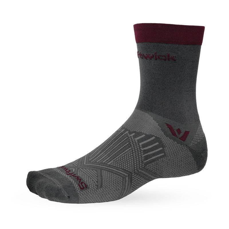Swiftwick Aspire Five Grey Maroon Sock